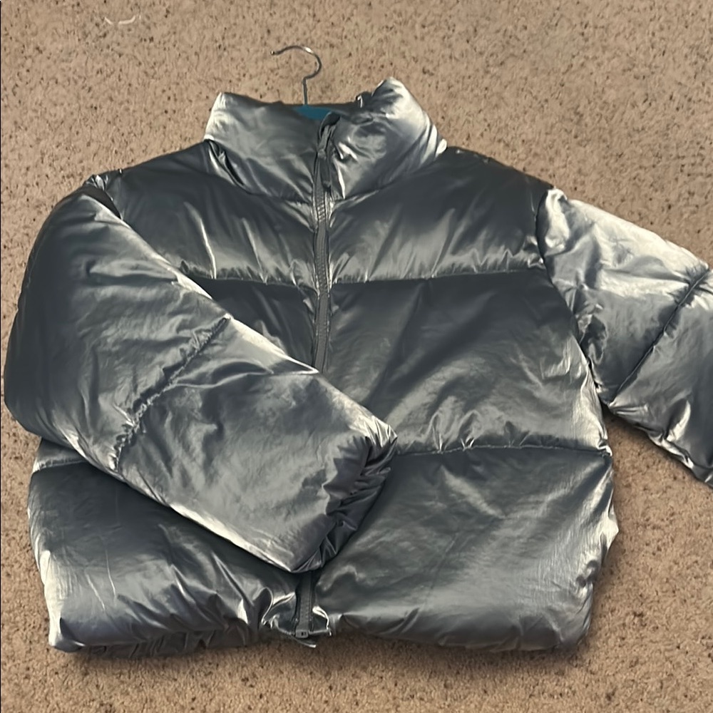 Bluish Silver Puffer Jacket